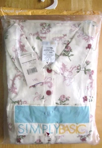 Simply Basic Berry Victorian Flannel Full Length Long Sleeved Gown ~1XL (14/16W) - Picture 1 of 8