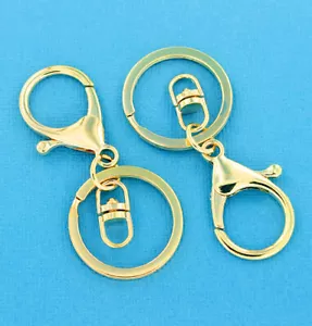4 Key Chain Rings Large Lobster Clasp Swivel Clasp Gold Tone 68mm x 30mm - FD007 - Picture 1 of 2
