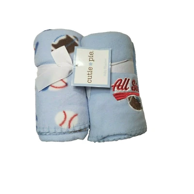 Sports Baseball Baby Blanket Cutie Pie bundle of 2 boy blue - Image 1 of 3