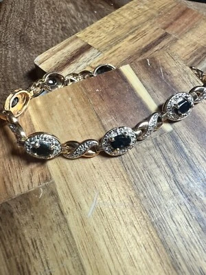 Pulsera Ross Simons Zafiro Chapada en Oro Plata de Ley 925 7.5" #9499 Foto 1 de 4