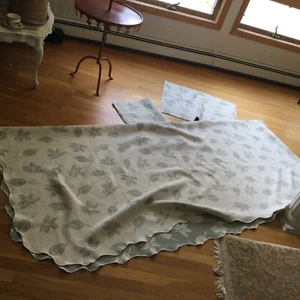 Matelasse Full/Queen Coverlet 84 x 89 Pistaziengrün Botanisches Design 2 Kissenbezüge - Bild 1 von 4