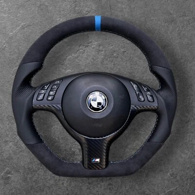 BMW M3 E46 M5 E39 X5 E53 M SPORT FLAT BOTTOM CUSTOM NEW LEATHER STEERING WHEEL - Image 1 of 4