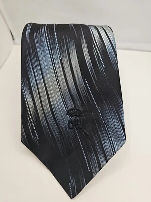 Countess Mara Sakowitz Men's Silk Tie Blue Black 54" x 3.75" - Image 1 of 4