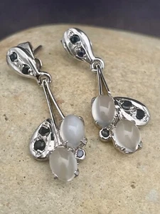 MONDSTEIN & BLAUER SAPHIR OHRRINGE Set in STERLINGSILBER SCHNELLER KOSTENLOSER VERSAND!! - Bild 1 von 13