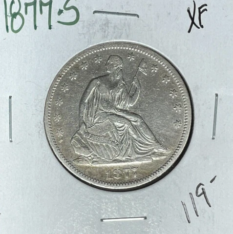 1877-S SEATED LIBERTY SILVER HALF DOLLAR ~ XF ~NICE COIN~ Cover