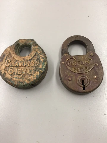 Orbin/champion  6 Lever ANTIQUE BRONZE PADLOCK LOCK Vintage No Key Cover