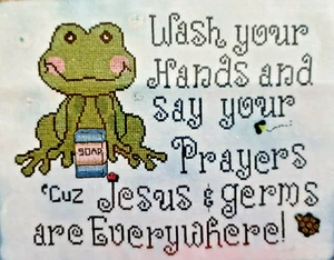 Wash & Pray - Jesus & Germs are Everywhere - Cross Stitch Chart - Picture 1 of 2