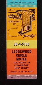 1950s Ledgewood Circle Motel 1140 Route 46 Ledgewood NJ Morris Co Matchbook - Bild 1 von 2