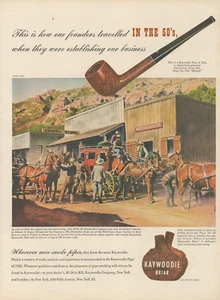 Kaywoodie Briar 1945 tubos de madera Western Town diligencia anuncio impreso vintage - Imagen 1 de 1