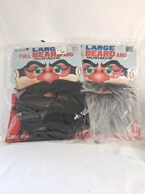 2 accesorios de disfraz vintage Topstone completo de barba y bigote gris y negro Foto 1 de 4