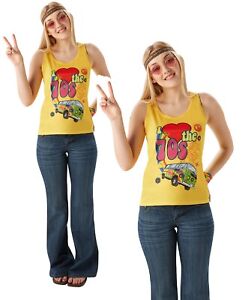 I Love The 70's T-Shirt Ladies Disco Hippie Hippy Fancy Dress Accessory
