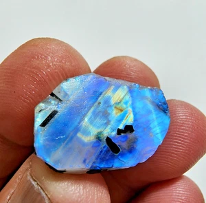 26 Crt Attractive Blue Fire White Rainbow Moonstone Rough Loose Gemstone Jewelry - Picture 1 of 9