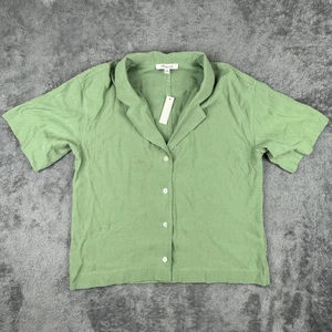 Madewell Shirt Womens XS Green Camp Collar Button Front Lyocell Blend Top - Picture 1 of 9