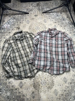 Lot of 2 Carhartt Men's Flannel LT Heavy Duty Cotton Long Sleeve Plaid Shirt - Image 1 of 4