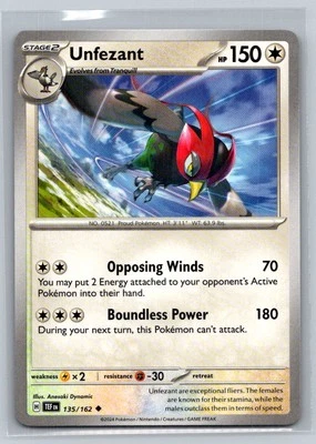 Unfezant #135/162 SV05: Temporal Forces Uncommon - Pokemon Cards G33 - Image 1 of 2