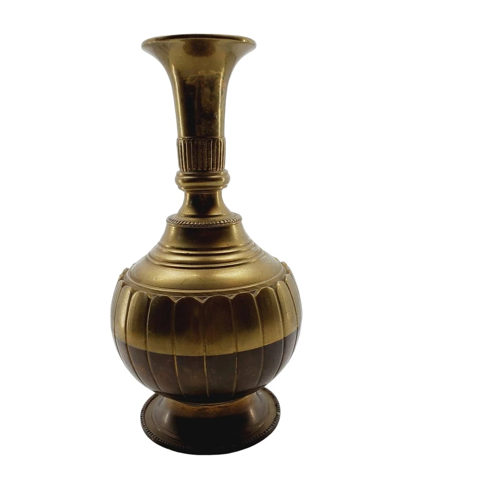The Nelson Rockefeller Collection Brass Vase Decorative Indian Art Vintage 9" - Image 1 of 4
