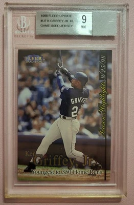 1998 Fleer Update U7 Ken Griffey Jr Game Used Jersey/Patch BGS  9 (9.5 cntr) HOF - Image 1 of 3