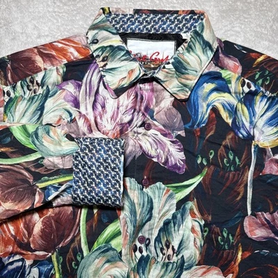 Robert Graham Shirt Men L Fit Designer Classy Floral Abstract Rare Flip Cuff L/S - Image 1 of 4