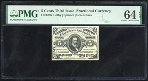 USA Fractional Currency 5 Cents Third Issue PMG Choice UNC 64 EPQ Fr-1238 - Picture 1 of 2