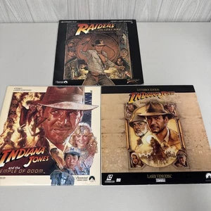 Indiana Jones Laserdisc LD Lot of 3 Raiders Temple and Crusade Harrison Ford - Foto 1 di 24