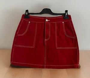 GHANDA Denim Red Cotton Mini Skirt. Size 10. GUC - Bild 1 von 6