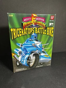 BANDAI 1993 Mighty Morphin Power Rangers Triceratops Battle Bike Blue Ranger - Picture 1 of 11
