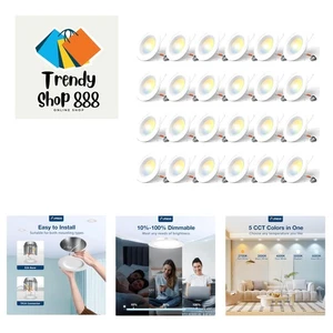 24 Pack 5/6 inch 5CCT LED Recessed Lighting, Dimmable, 12.5W=100W, 950LM, 270... - Picture 1 of 7