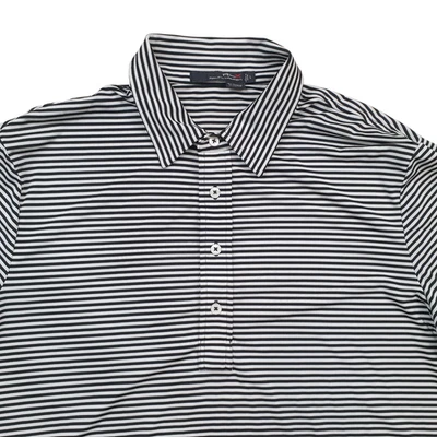 RLX Ralph Lauren Golf Polo Shirt Mens Large Striped Black White Performance - Image 1 of 4