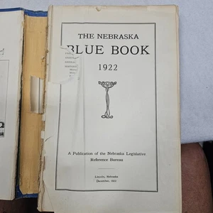 Rare 1922 Nebraska Blue Book Complied By Nebraska Legislative Council - Fair - Picture 1 of 5