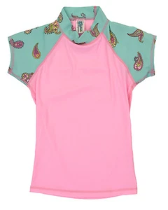 POINT CONCEPTION KIDS RASH GUARD PINK SOLID MINT PRINT NWT (KRG4) - Picture 1 of 1