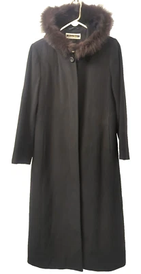 Abrigo largo con capucha de mezcla de lana de cordero vintage KRISTEN BLAKE para mujer talla 10 Foto 1 de 4