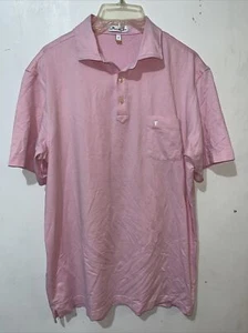 Peter Millar Polo Shirt Mens Medium Pink Short Sleeve Pocket Deer Logo Golf - Picture 1 of 7