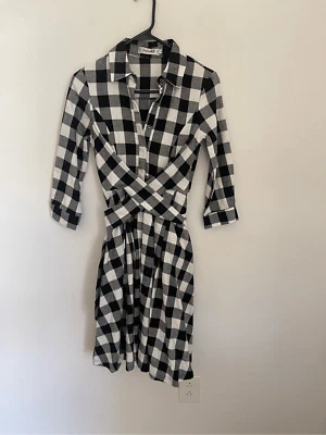Checkered Wrap Skater Dress Size Small - Image 1 of 4