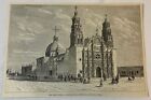 1886 magazine engraving~ PARISH CHURCH PLAZA CE LA CONSTITUCION Chihuahua Mexico