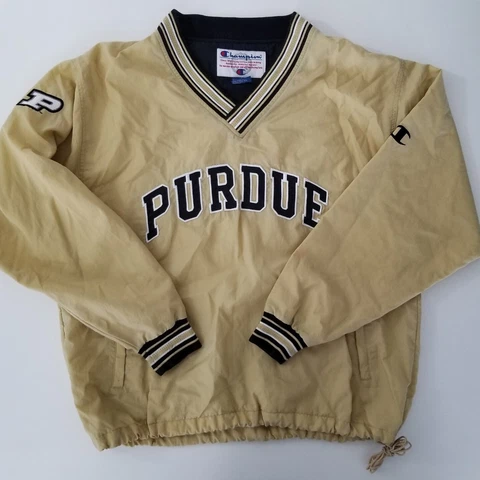 Vintage Champion Purdue Mens LARGE L Lined Pullover Windbreaker Jacket PocketS Cover