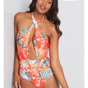 New S Small Modcloth The Bethany One-Piece Swimsuit Floral - Picture 1 of 3