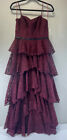 Cynthia Rowley Womens?s Cotton Blend Burgundy Layered Lace Cocktail Dress 6