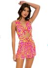 NEW Luli Fama Wild Sweetheart Romper Swimsuit Cover Up L670L86 Animal Print Sexy