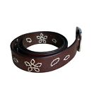 Gap Brown Leather Floral Embroidered Belt Size