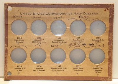 Old US Classic Commemorative 5Oc BOARD/PAGES 1936--1937 Empty - Image 1 of 2