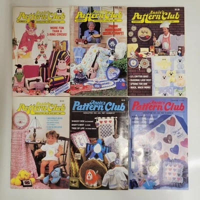 Lote De 6 Revistas Boletín De Colección Annie's Pattern Club 1987 Artesanía Costura Foto 1 de 4