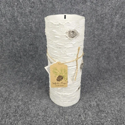 Candelabro de madera de abedul de resina 10,5” rústico blanco aspecto pino decoración Foto 1 de 4