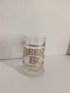 VTG CULVER 5 CENT GLASS BEER MUG/STEIN 22K GOLD TRIM LETTERING - Picture 1 of 3