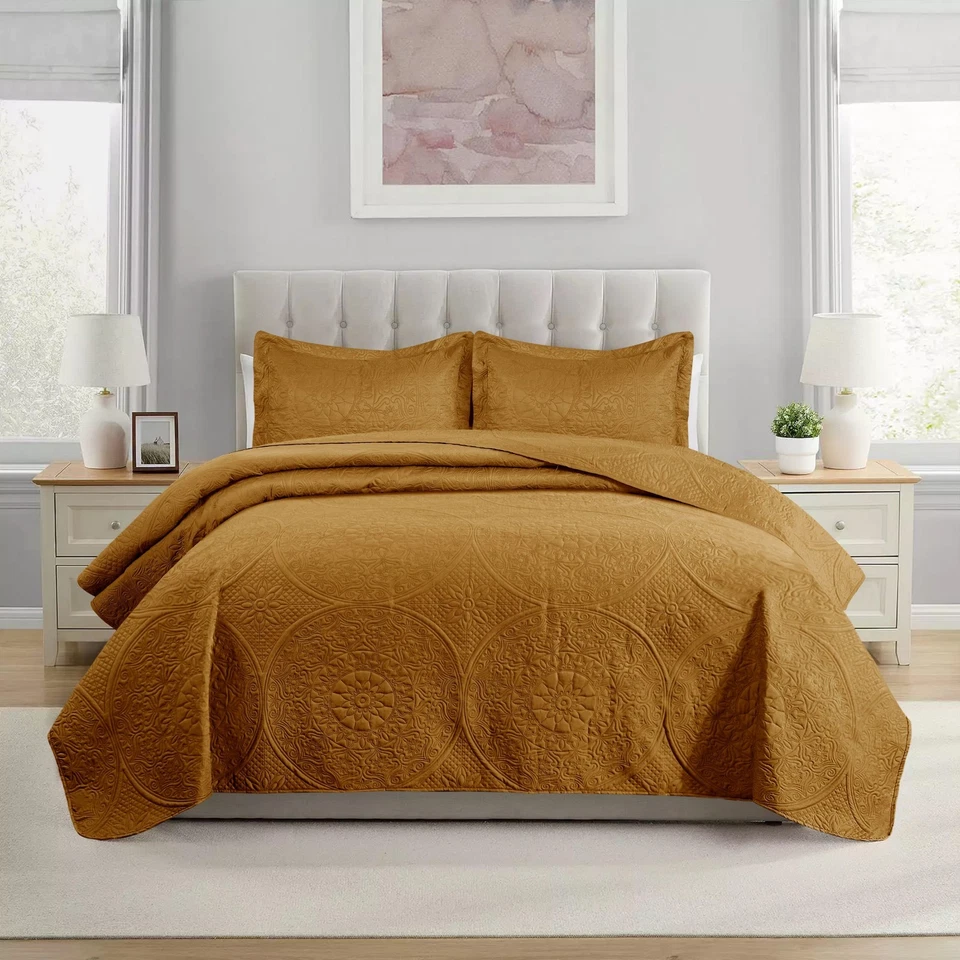 Juego de ropa de cama 3 piezas colcha floral acolchada doble completa/queen king size Foto 1 de 1