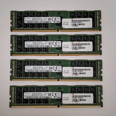 Samsung 128GB (4 x 32GB) DDR4 PC4-2400T ECC RAM Memory M393A4K40CB1-CRC4Q RDIMM - Image 1 of 2