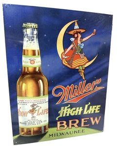 Miller High Life Brew Beer Tin Sign wall decor 12.5" x 16" Made in USA - Picture 1 of 3
