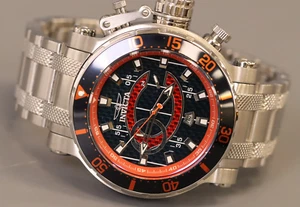 INVICTA NFL Men 52mm Stainless Steel Silver Black+Orange dial VD54 Quartz 41608 - Picture 1 of 5