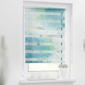 Lichtblick Duo-Rollo Klemmfix, Motiv Aquarell, Digitaldruck, blau/grün - Bild 1 von 35