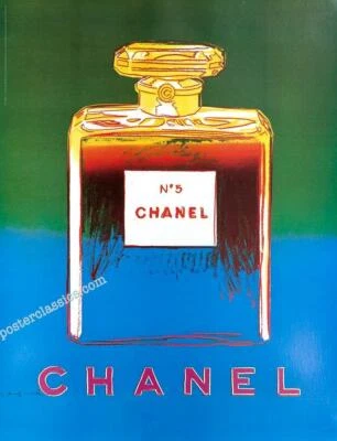 CHANEL N5 WARHOL ORIGINAL 1997 SOBRE LINO VERDE/AZUL 22 x 29 pulgadas Foto 1 de 4