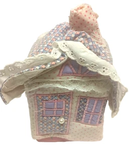 Custom Handmade Home Styled Fabric Pink White Lace Tissue Cover W/ Chimney Expel - Picture 1 of 9